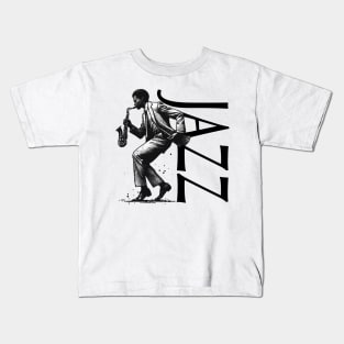 Jazz Saxophonist - Black Lettering Kids T-Shirt